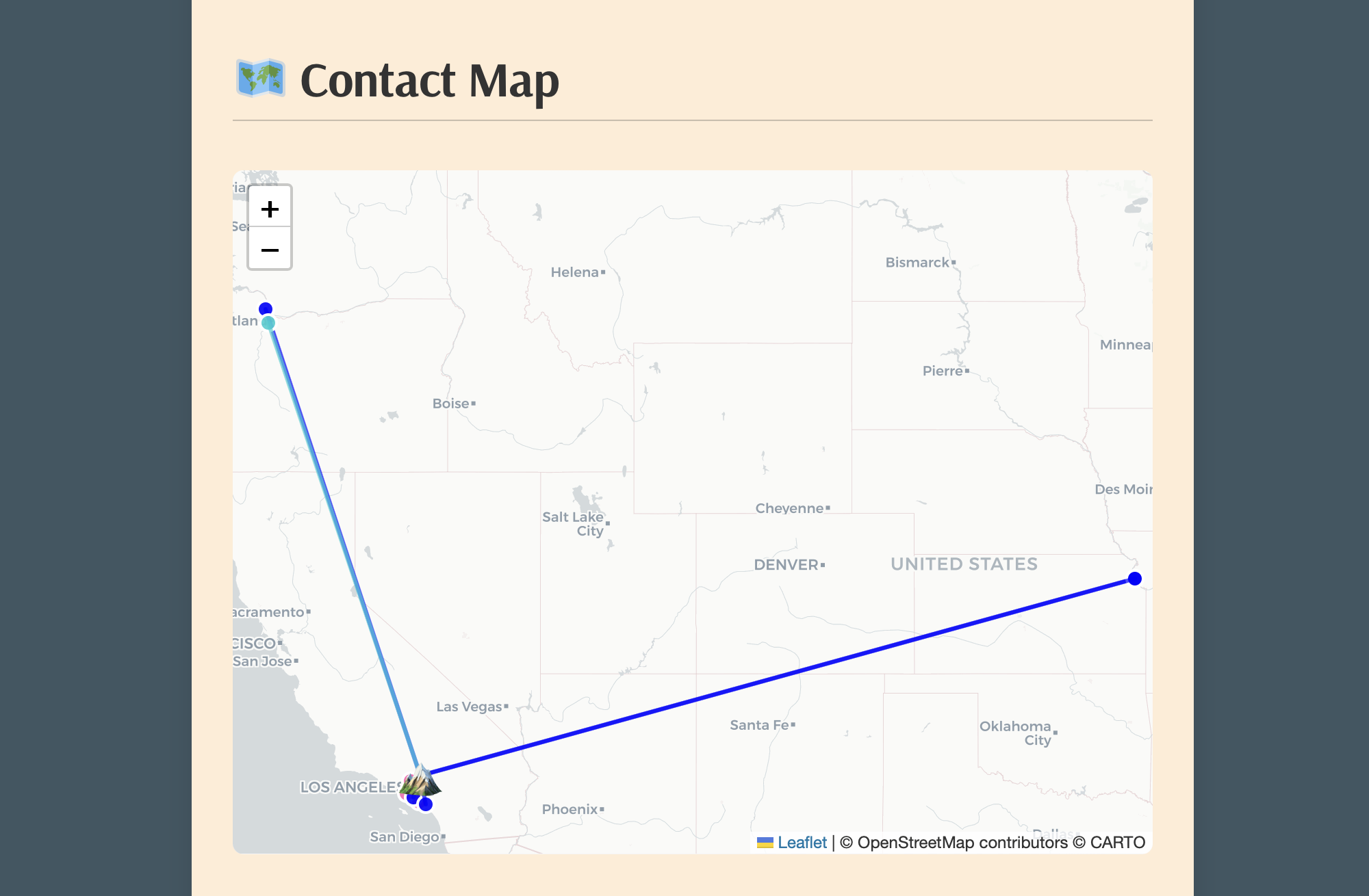 Interactive contact map showing QSO locations by band